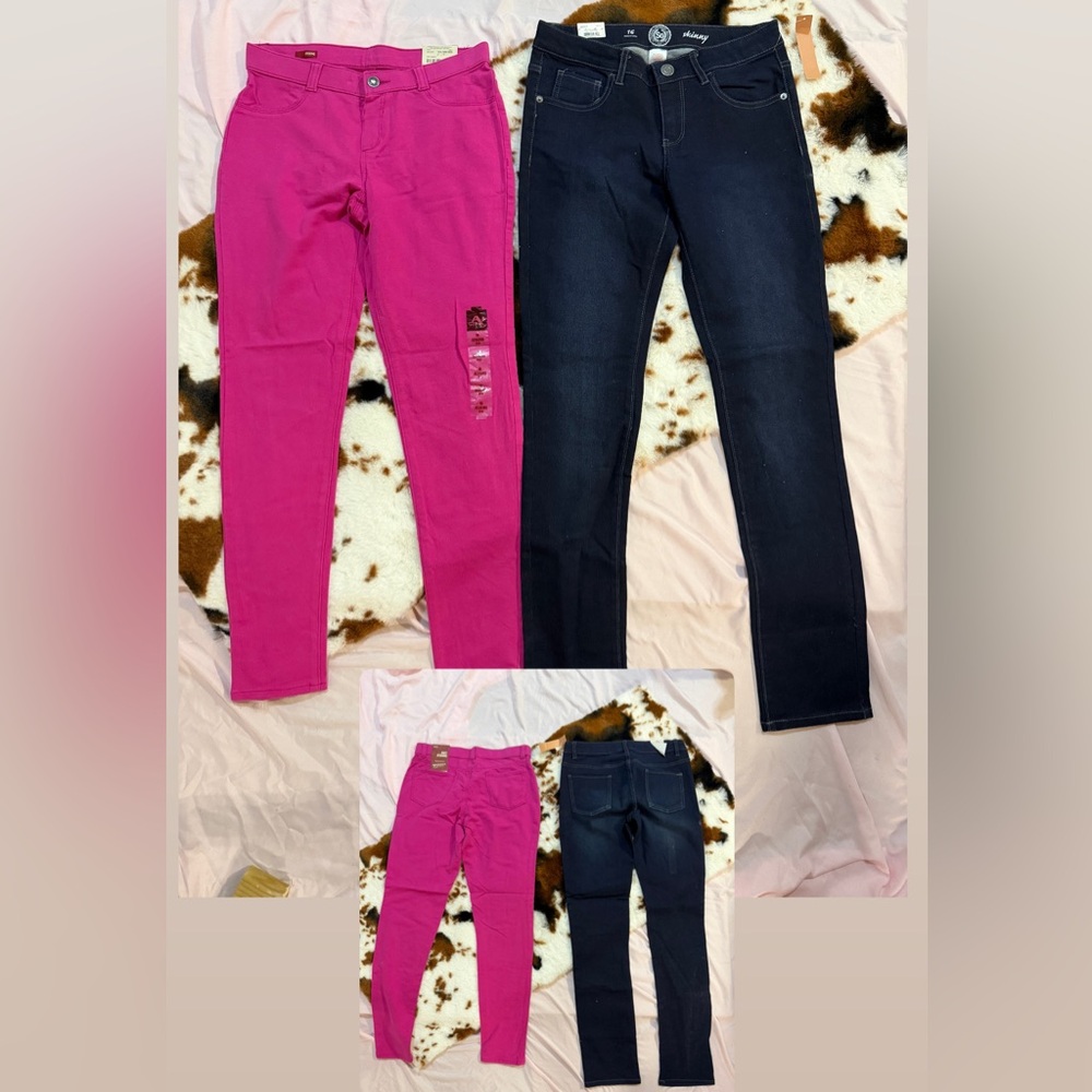 Pink and Dark Blue Skinny Jeans Set